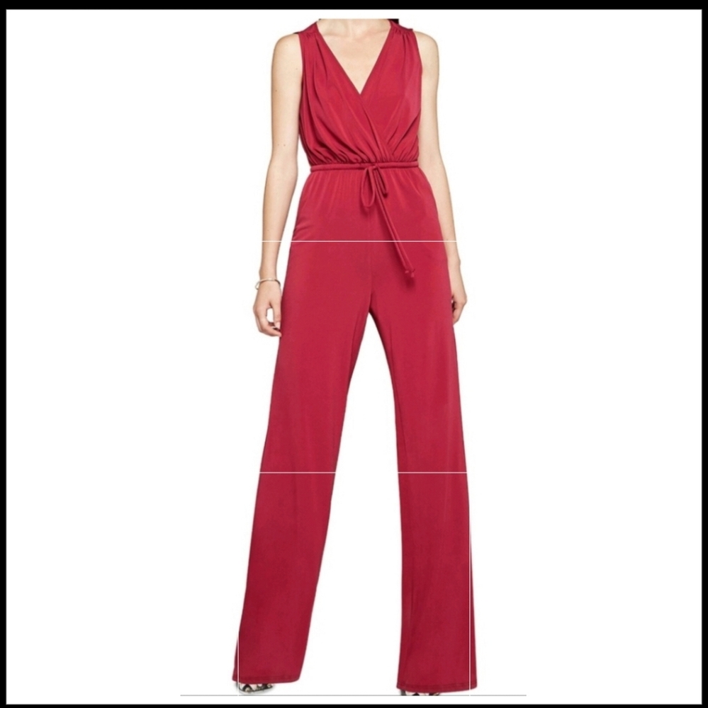 BCBGeneration crimson v-neck open-back jumpsuit, sz S